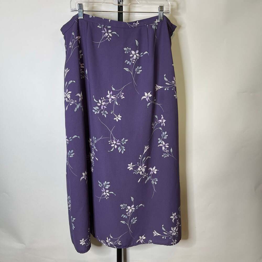 Vintage Requirements Purple Floral Skirt Size Large Womens